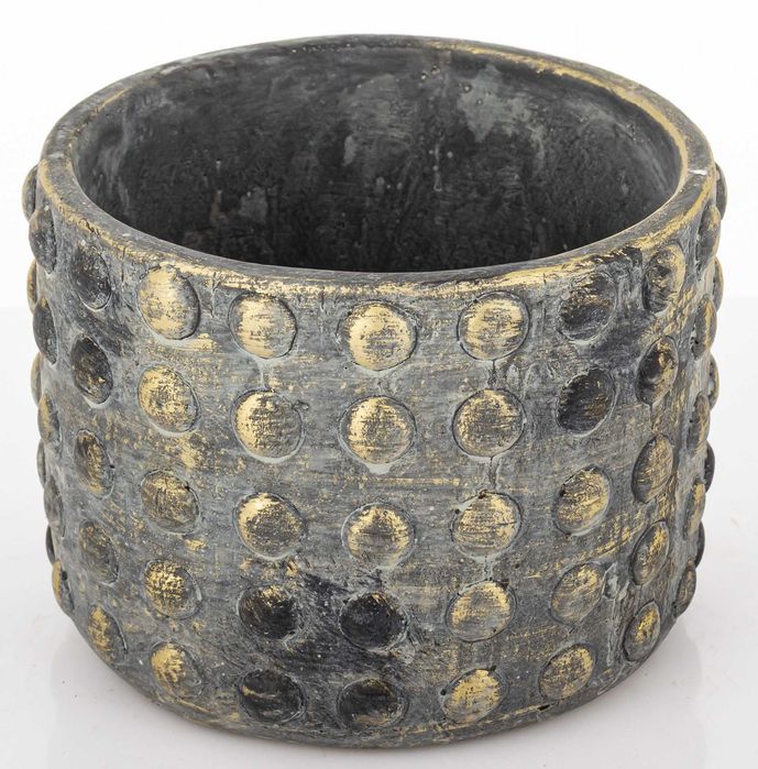 Osłonka doniczka donica na kwiatka szaro złota 11x15 cm ozdobna