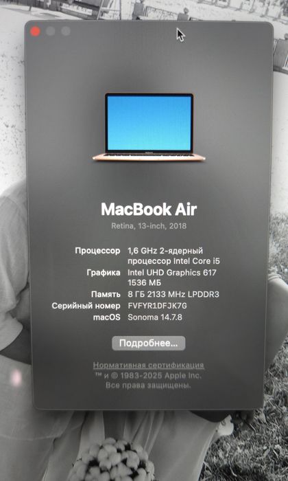MacBook Air 13, 2018 8/259GB