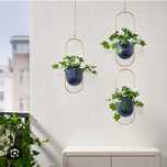 IKEA CHILISTRAN Wisząca doniczka, granat/złoty