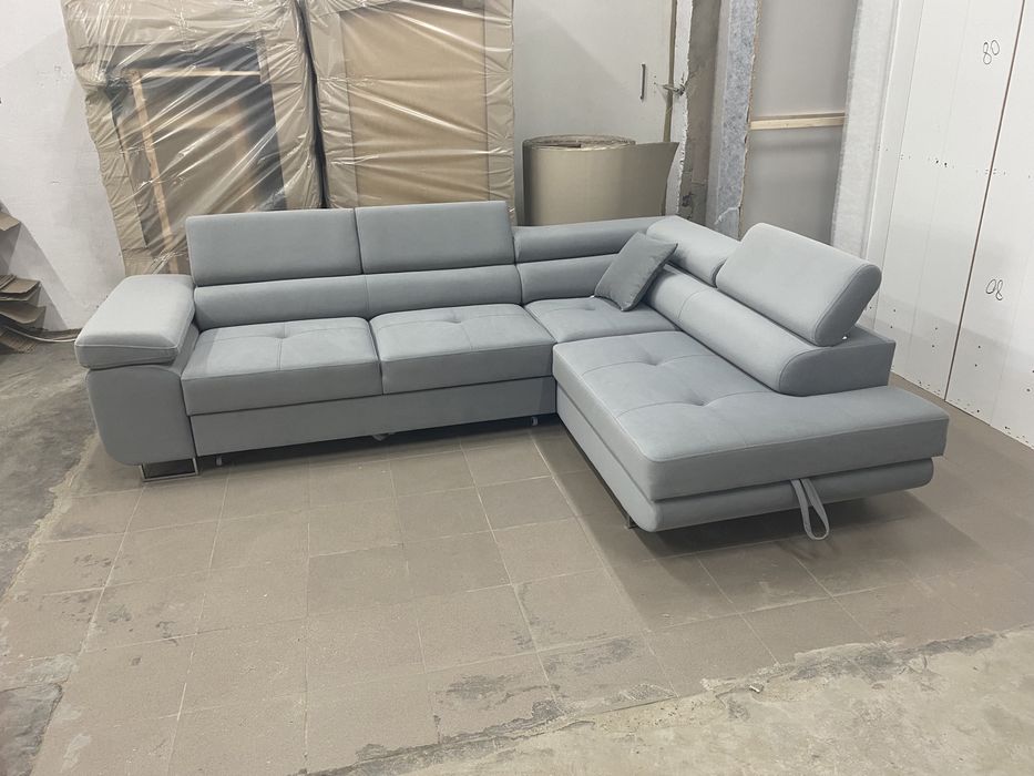 Narożnik w tkaninie ROYAL z funkcją spania i pojemnikiem na pościel