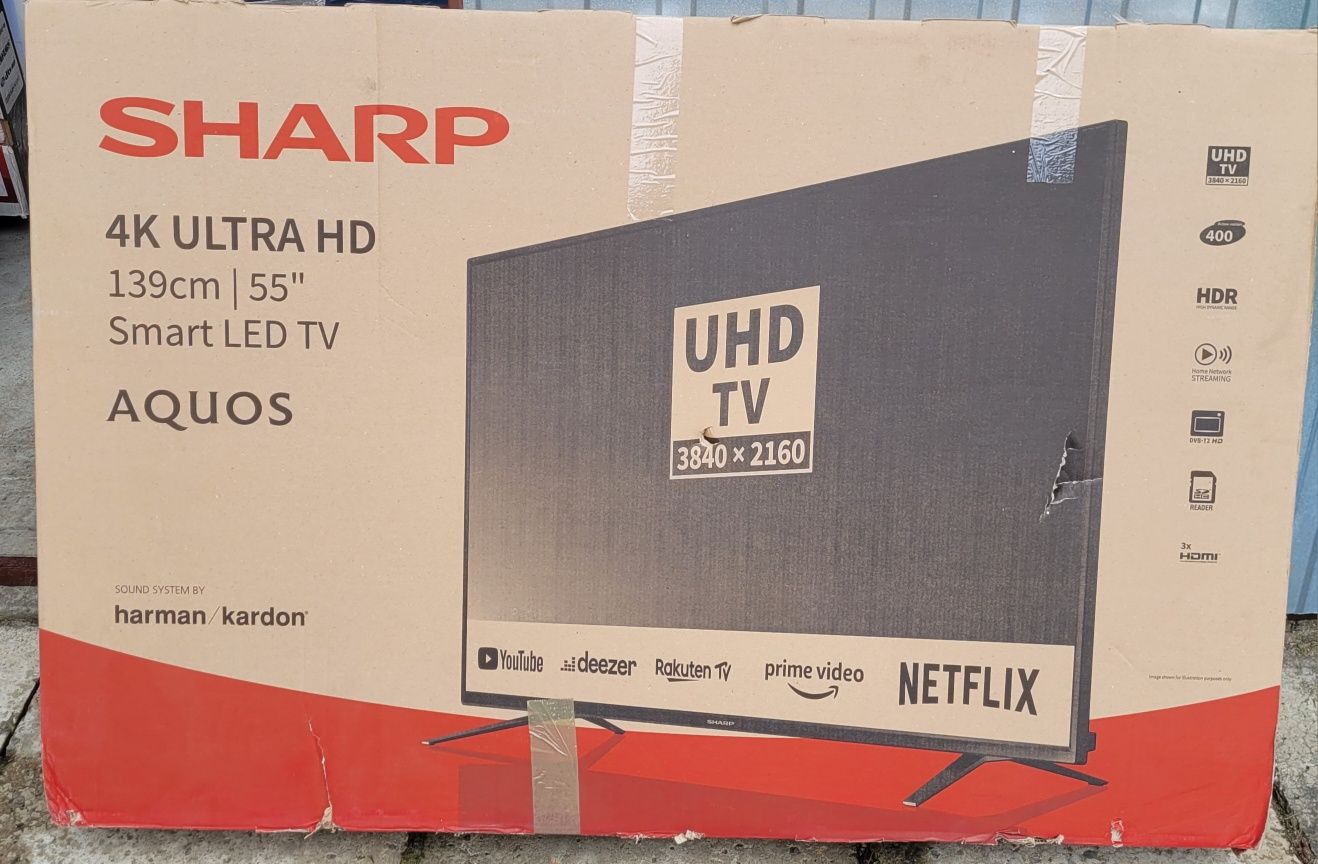 Telewizor 55 cali Sharp LED Smart TV Wifi UltraHD 4K. NETFLIX, Gwaranc