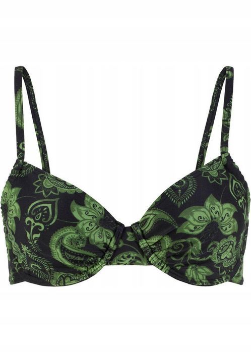 bonprix czarny biustonosz od bikini wzór zielony 70C