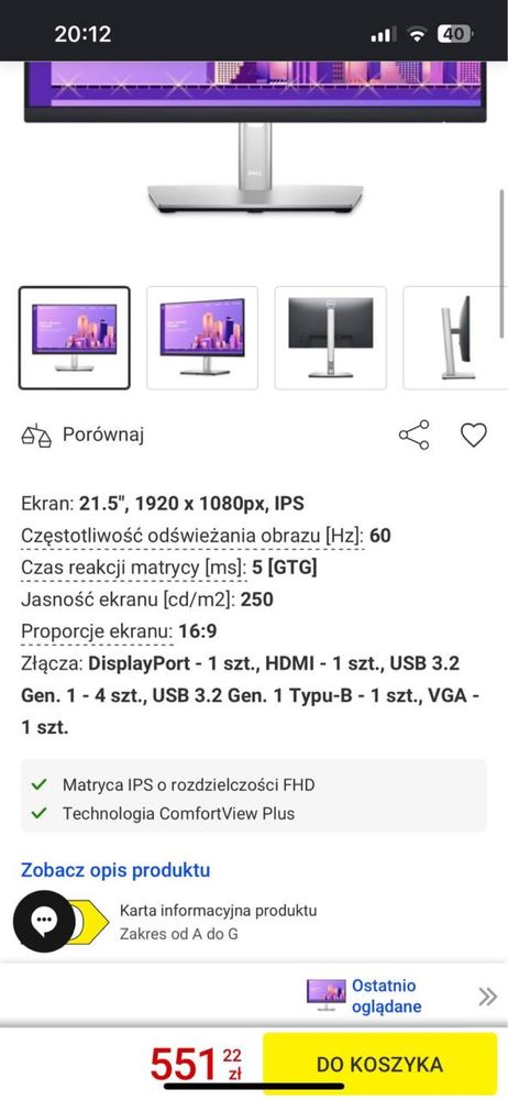 Sprzedam komputer Dell Optiplex 7060 z monitorem, klawiaturą i myszką!