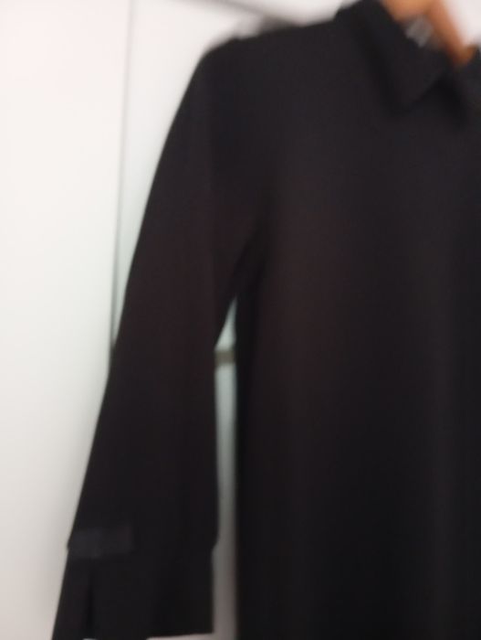 Czarna sukienka z kołnierzykiem rękaw 3/4 rozmiar uniwersalny pasuje n