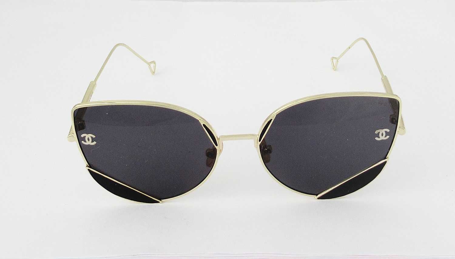 Piękne okulary przeciwsłoneczne aviator kocie metalowe oprawki wzorek