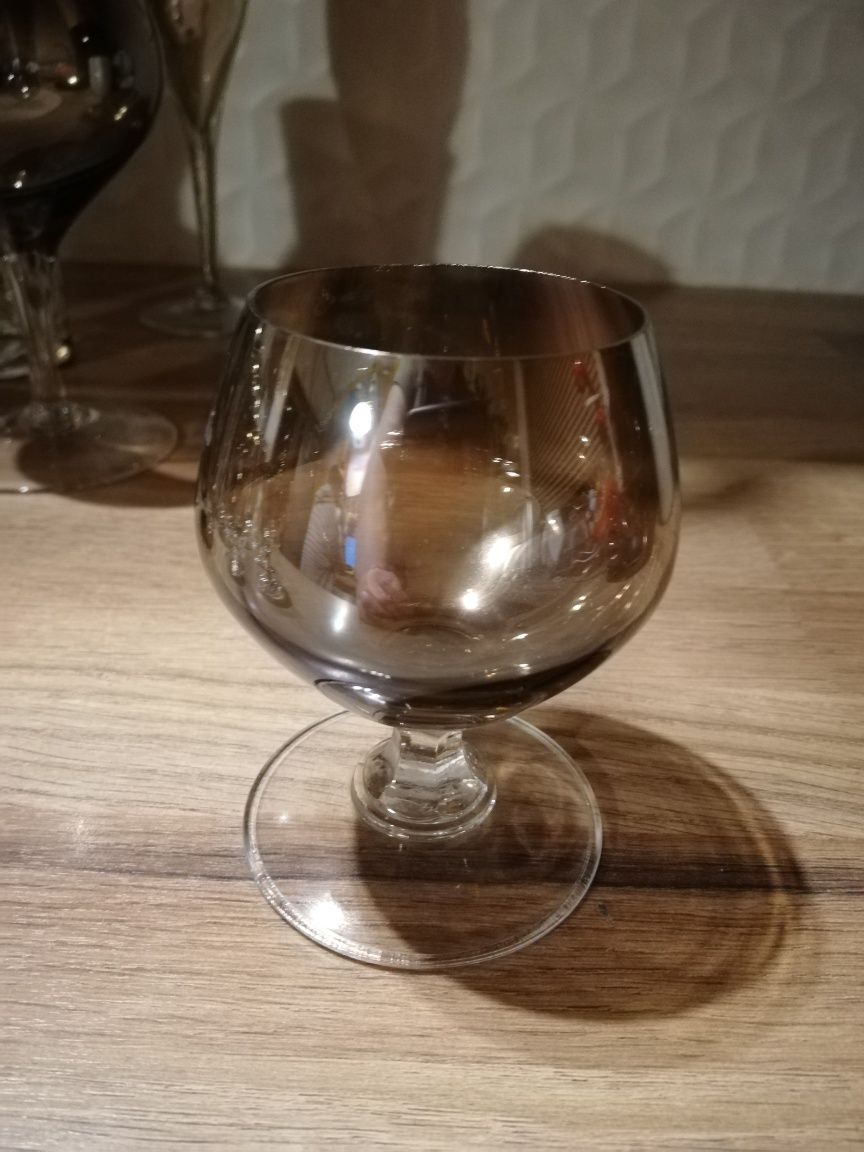 szkło kieliszki szklanki srebrzone platyna komplet 43szt
