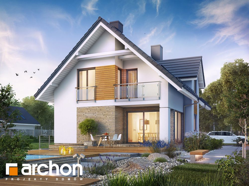 Projekt domu Archon W cynobrowkach 125m2 z antresola
