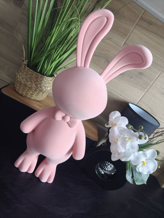 Wielki ciężki różowy zajączek wys 50 cm figura dekoracyjna