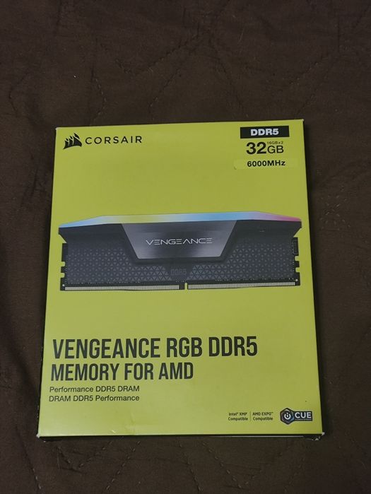 Corsair DDR5 32GB 2x16GB 6000 MHz Vengeance RGB Black.