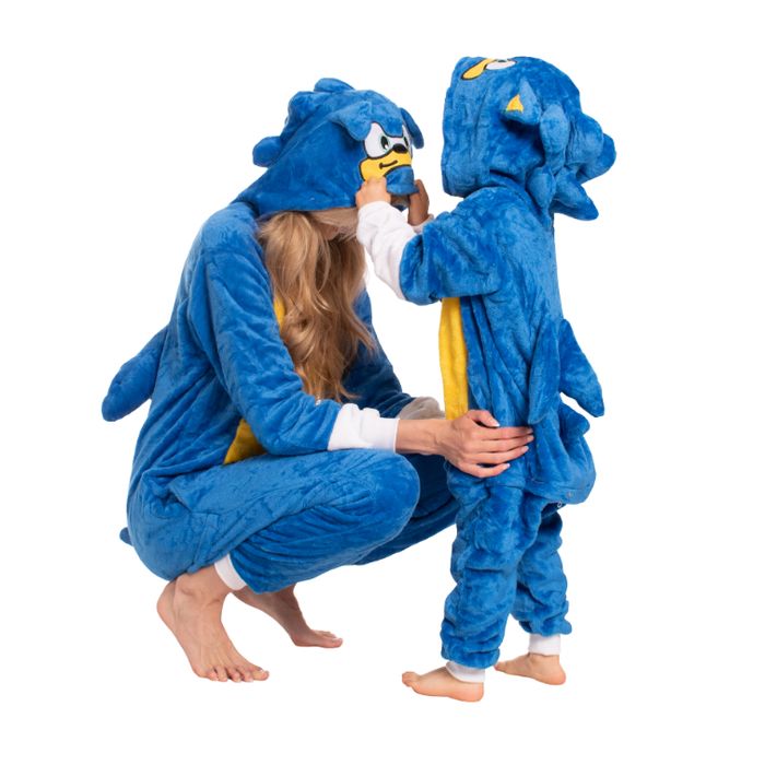 Piżama Damska Kigurumi Onesie Kostium Sonic Niebieski 175-185 cm XL