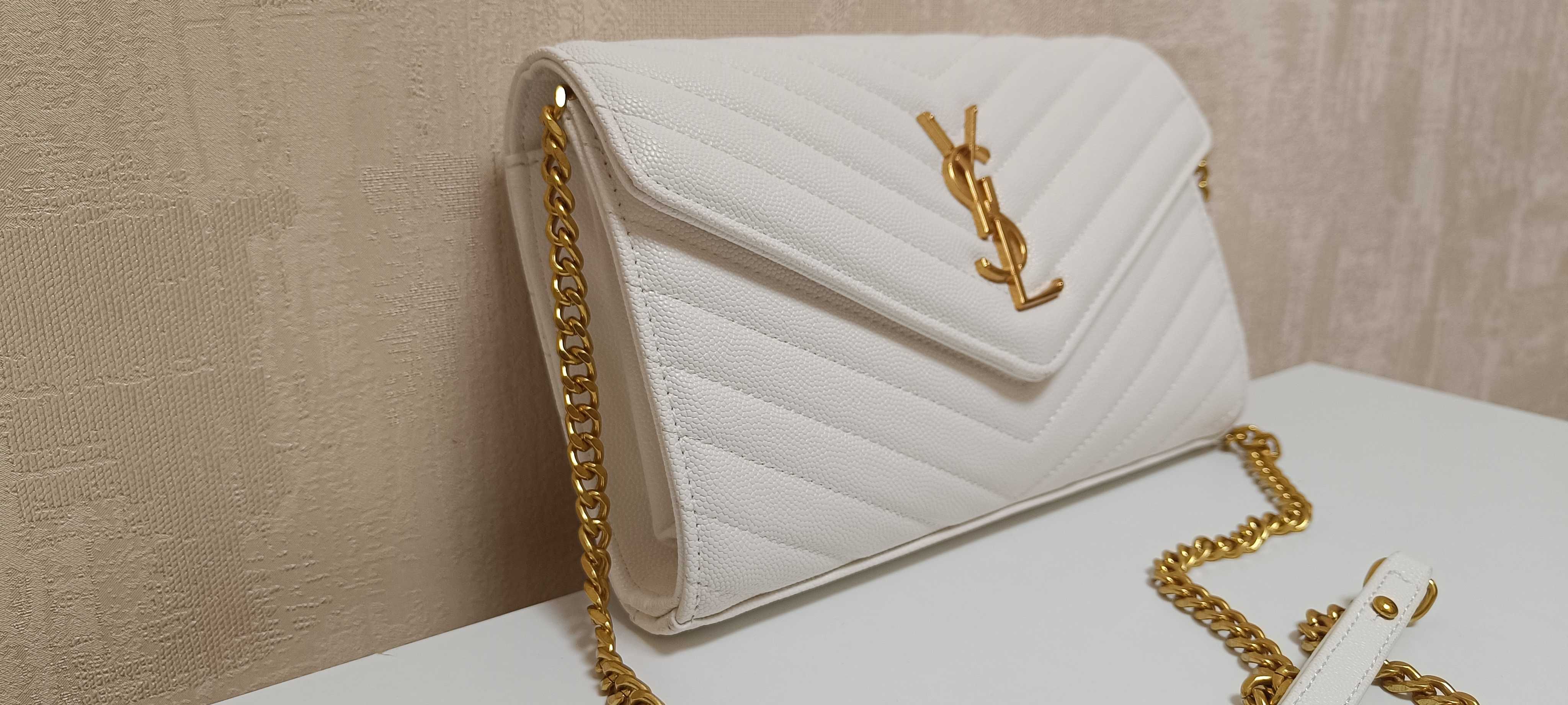 Клатч YSL сумка Сен Лоран белая