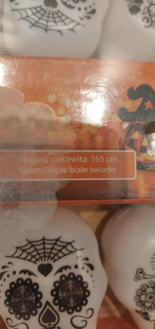 Zestaw lampek łańcuch dekoracyjny LED lampki na baterie czaszki hallow