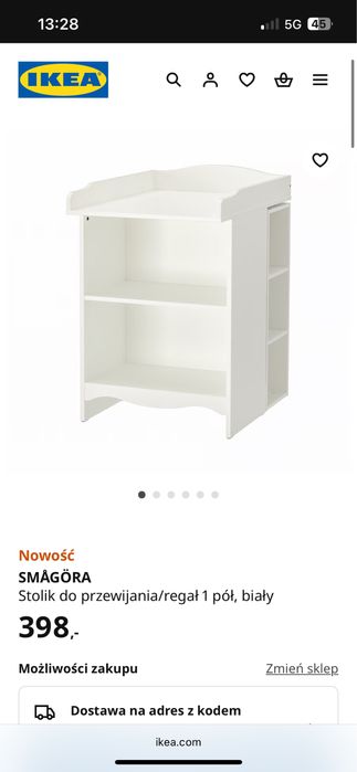 Ikea Smagora przewijak z dodatkową boczną półką biały