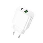 Rock Ładowarka sieciowa T43  - USB + Typ C - QC 3.0 PD 20W 3A biała