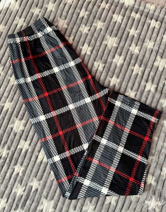 Женские домашние штаны для дома в клетку красные пижамные жіночі штани