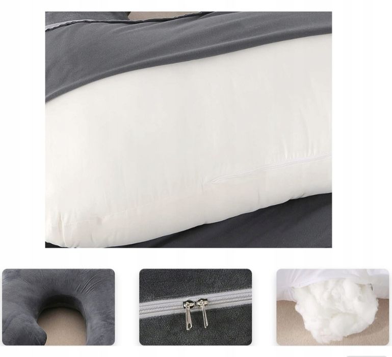 Poduszka ciążowa typu J – aksamit, jak nowa