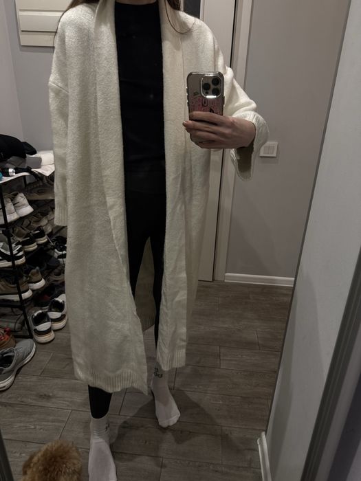 Кардиган теплий довгий білий