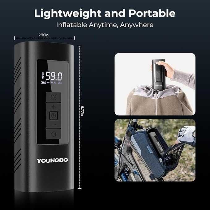 Przenośna pompka power bank mini kompresor do pompowania opon YOUNGDO