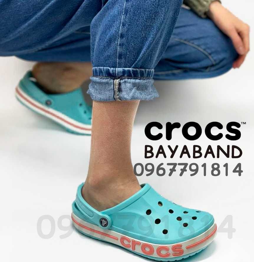 Crocs Bayaband Ice Blue / Melon Кроксы баябенд бирюзового цвета