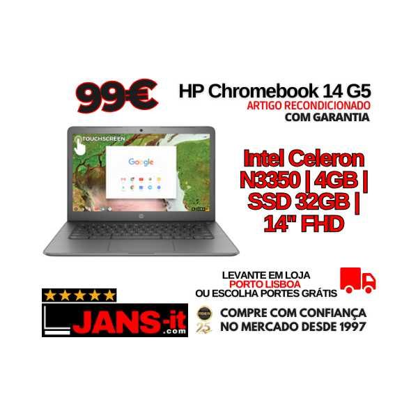 HP Chromebook 14 G5 | Celeron N3350 | 4GB | SSD 32GB | 14″ FHD