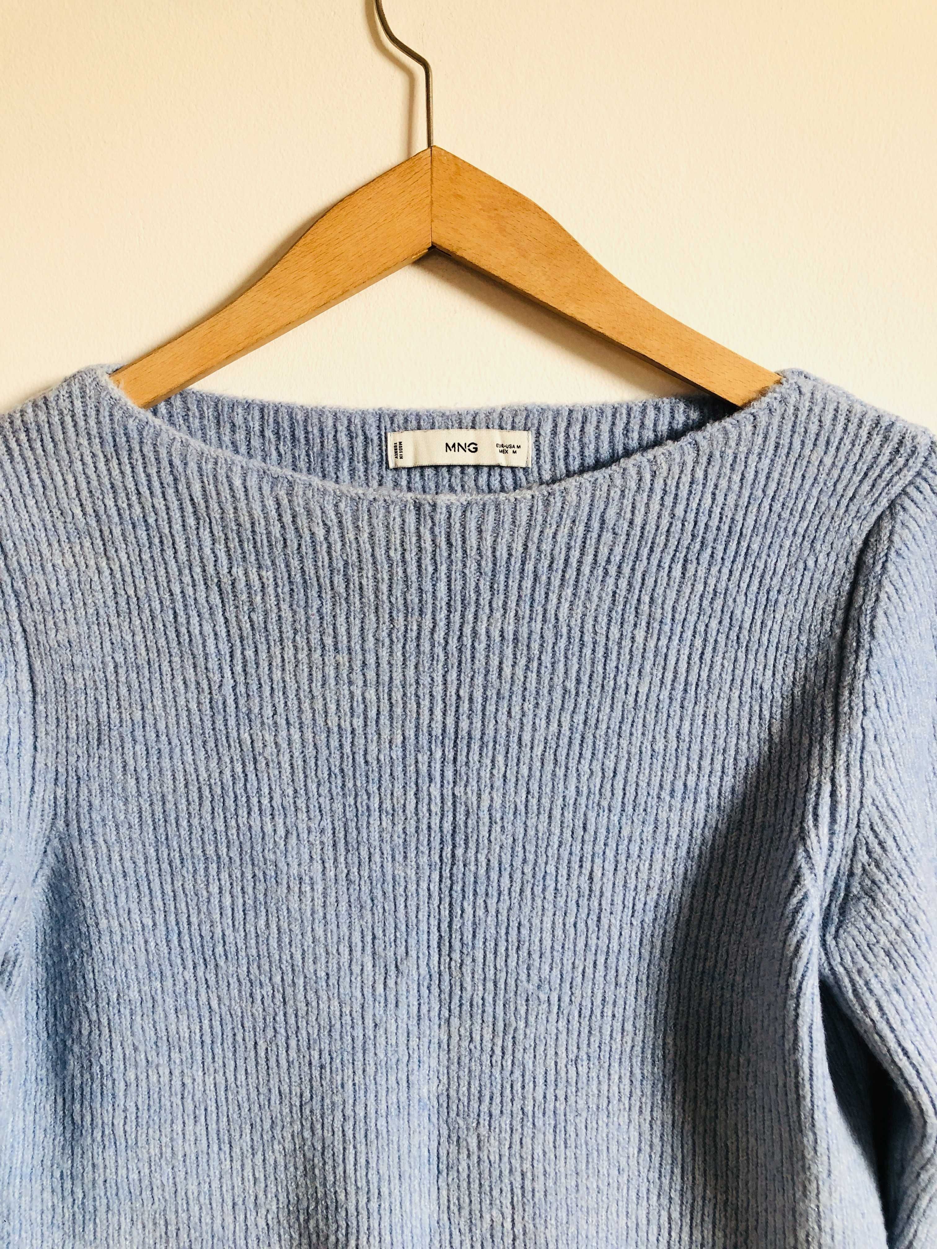 Sweter MNG Mango błękitny jasnoniebieski pastelowy