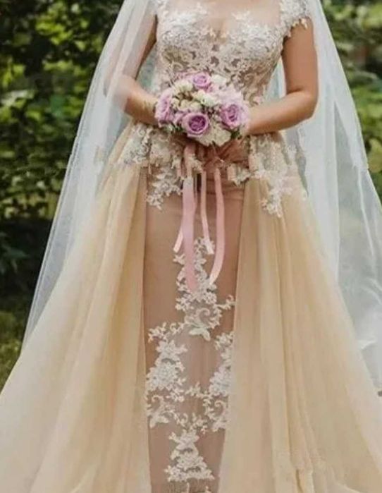 Весільна сукня Bridal рибка зі зьйомним шлейфом. Розмір S
