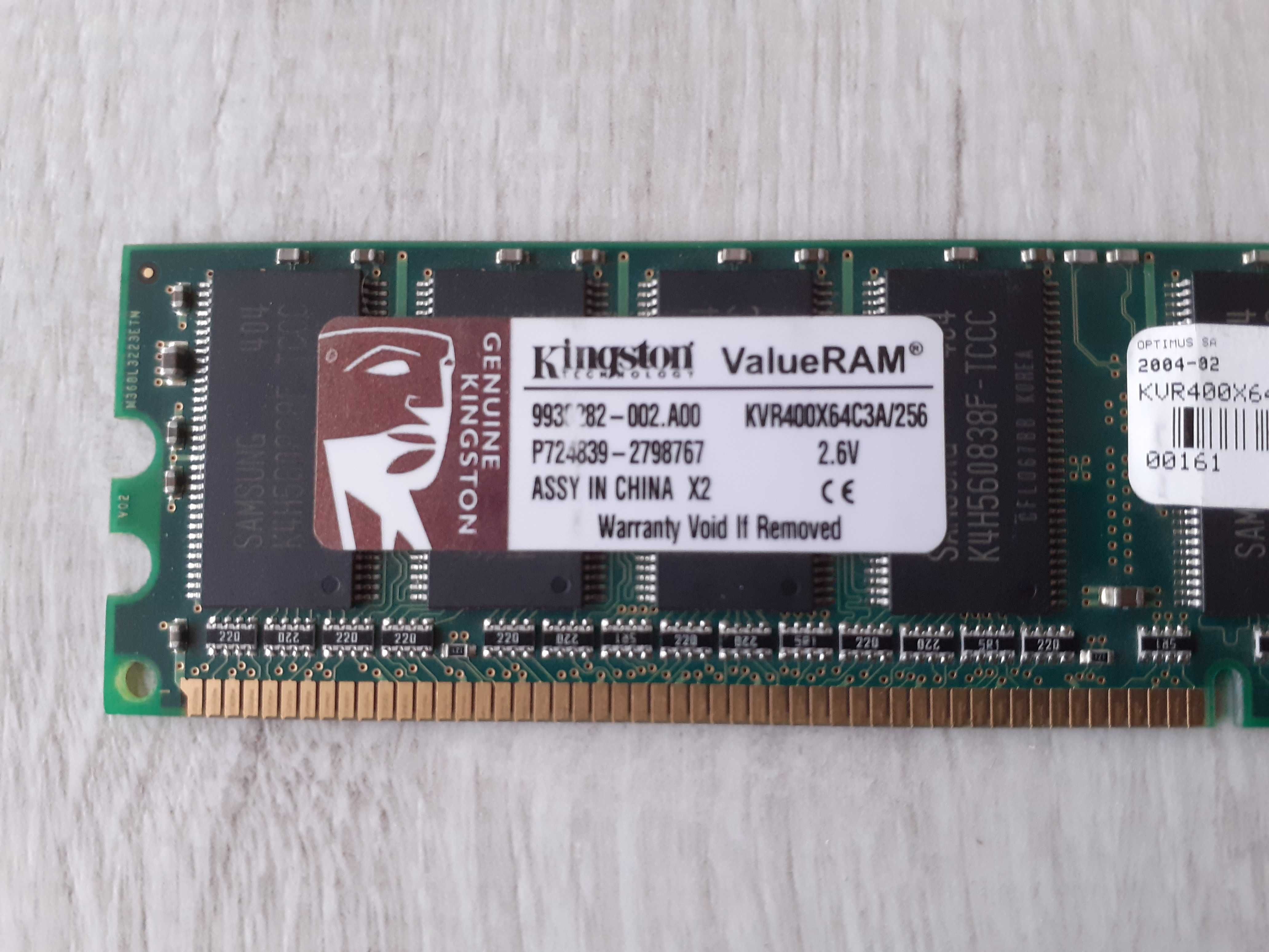 pamięć RAM Kingston ValueRAM KVR 256 RAM DDR400