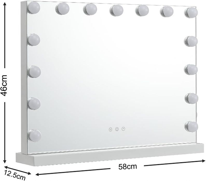 Lustro Hollywood LED z 15 żarówkami i USB