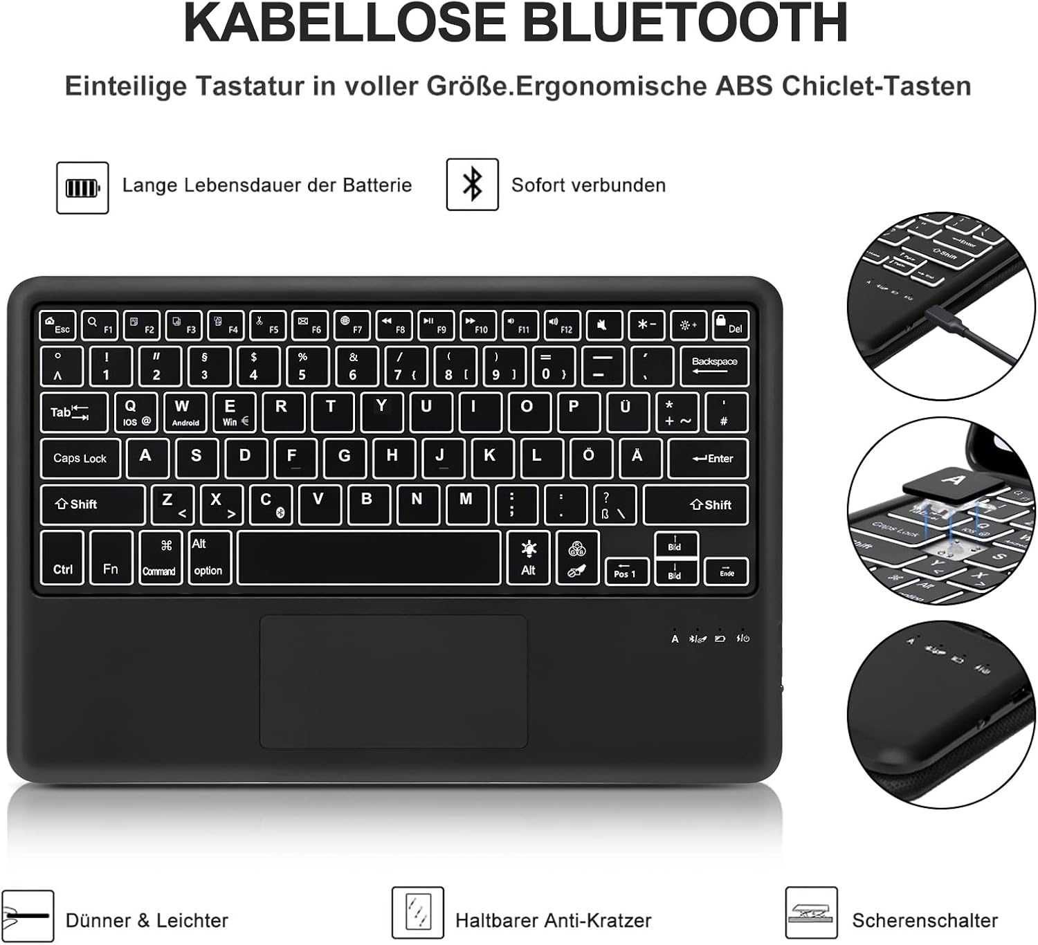 JADEMALL etui klawiatura touchpad LED Samsung Galaxy Tab S8+ S7 FE S7+