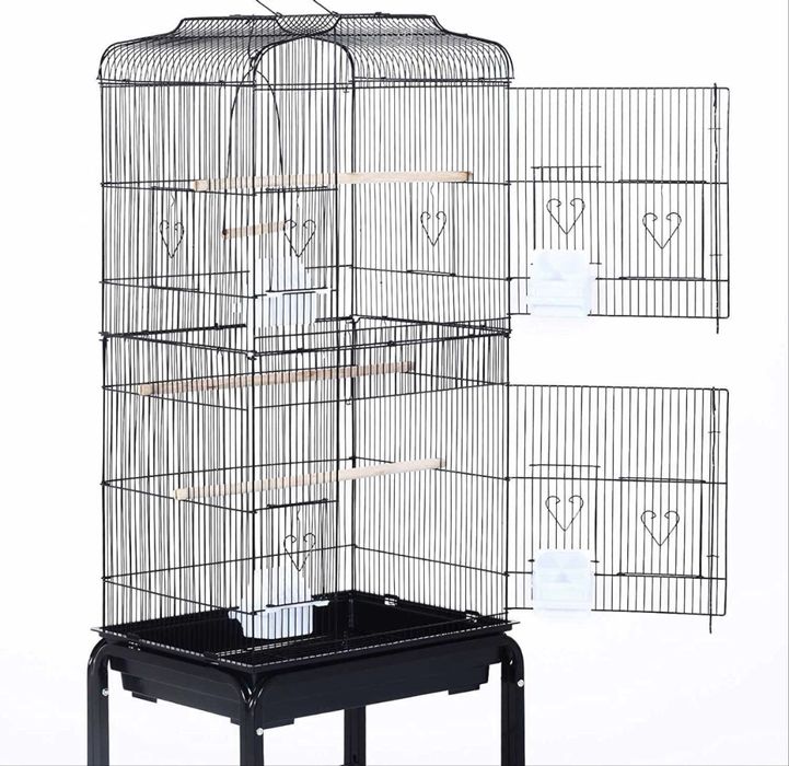 Gaiola para Passáros PawHut Preto Metal