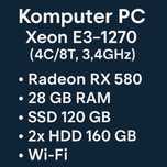 PC Xeon E3-1270 / RX580 / 28GB RAM / SSD+HDD / NAS / Gaming / Serwer