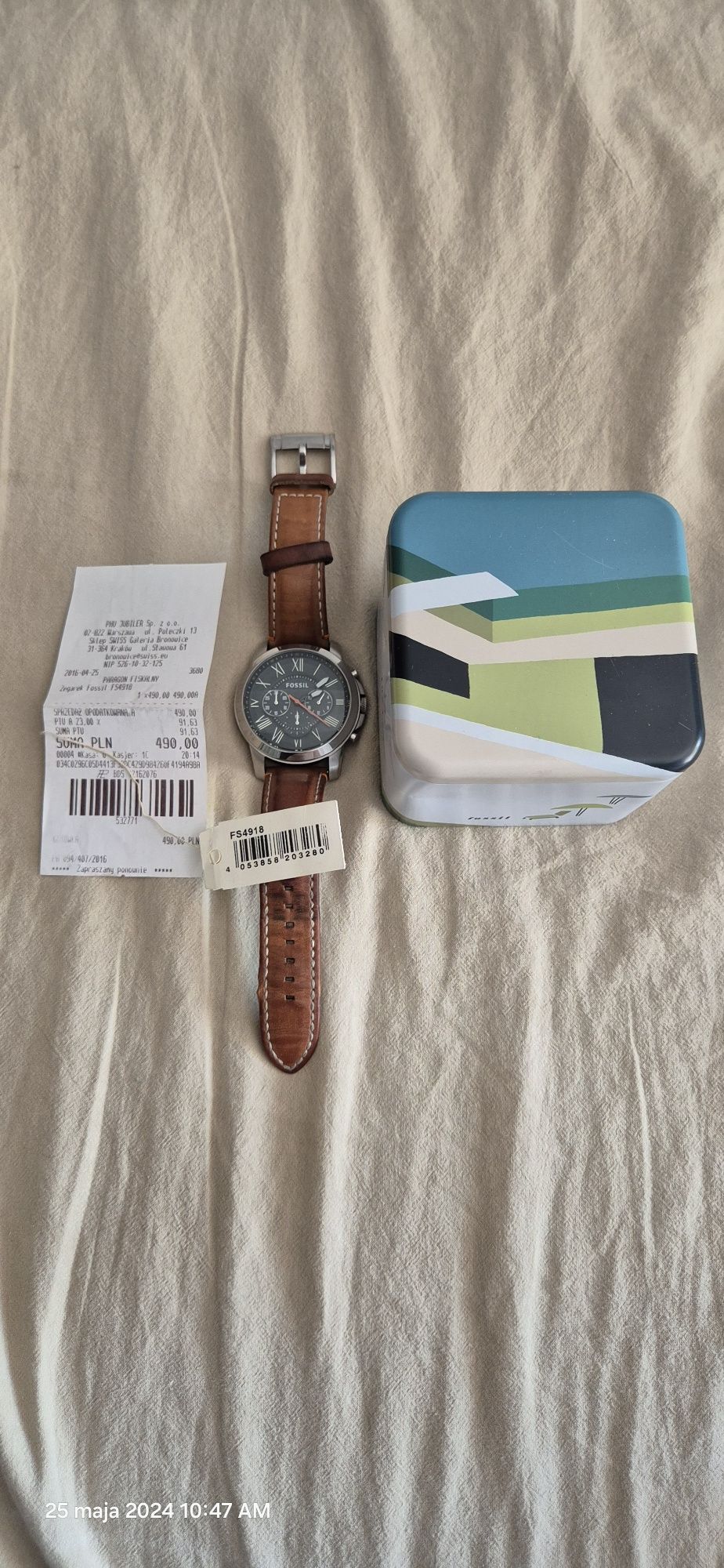 Fossil zegarek męski z dokumentami