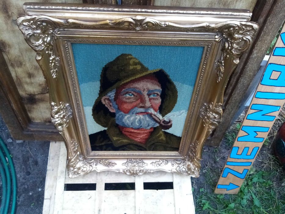 pt. "a taki rybak" wy zew ramy 54x44cm , wymiar widoczny obrazu 39x29