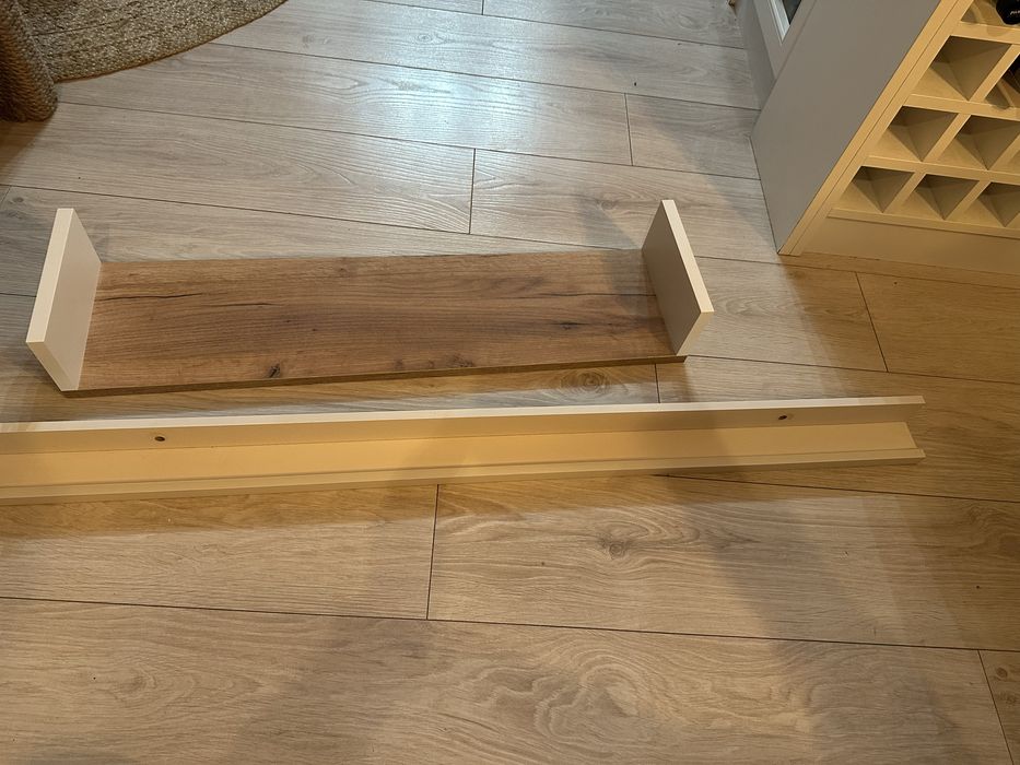 Półka wisząca, półka kuchenna, półka na zdjecia biała drewno - zestaw