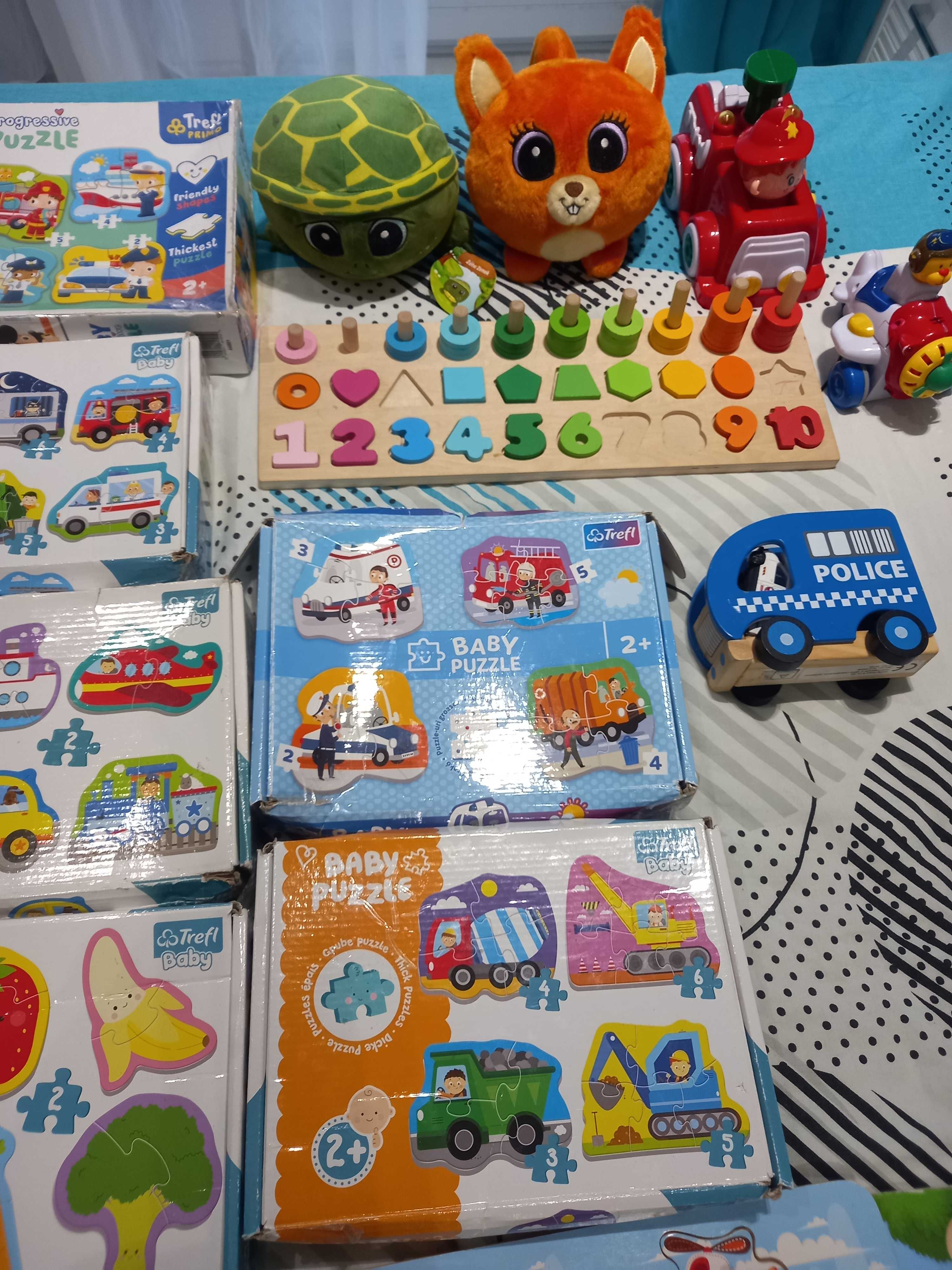 Zabawki zestaw mellisa , trefl, puzzle, pojazdy, książeczki