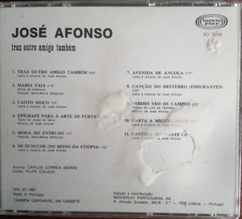 José Afonso	- - - - -		Traz Outro Amigo Também	- - - - -	CD