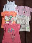 Bluzki dziewczęce z k/rękawem, Hello Kitty, H&M i in. R. 68/74 Zestaw