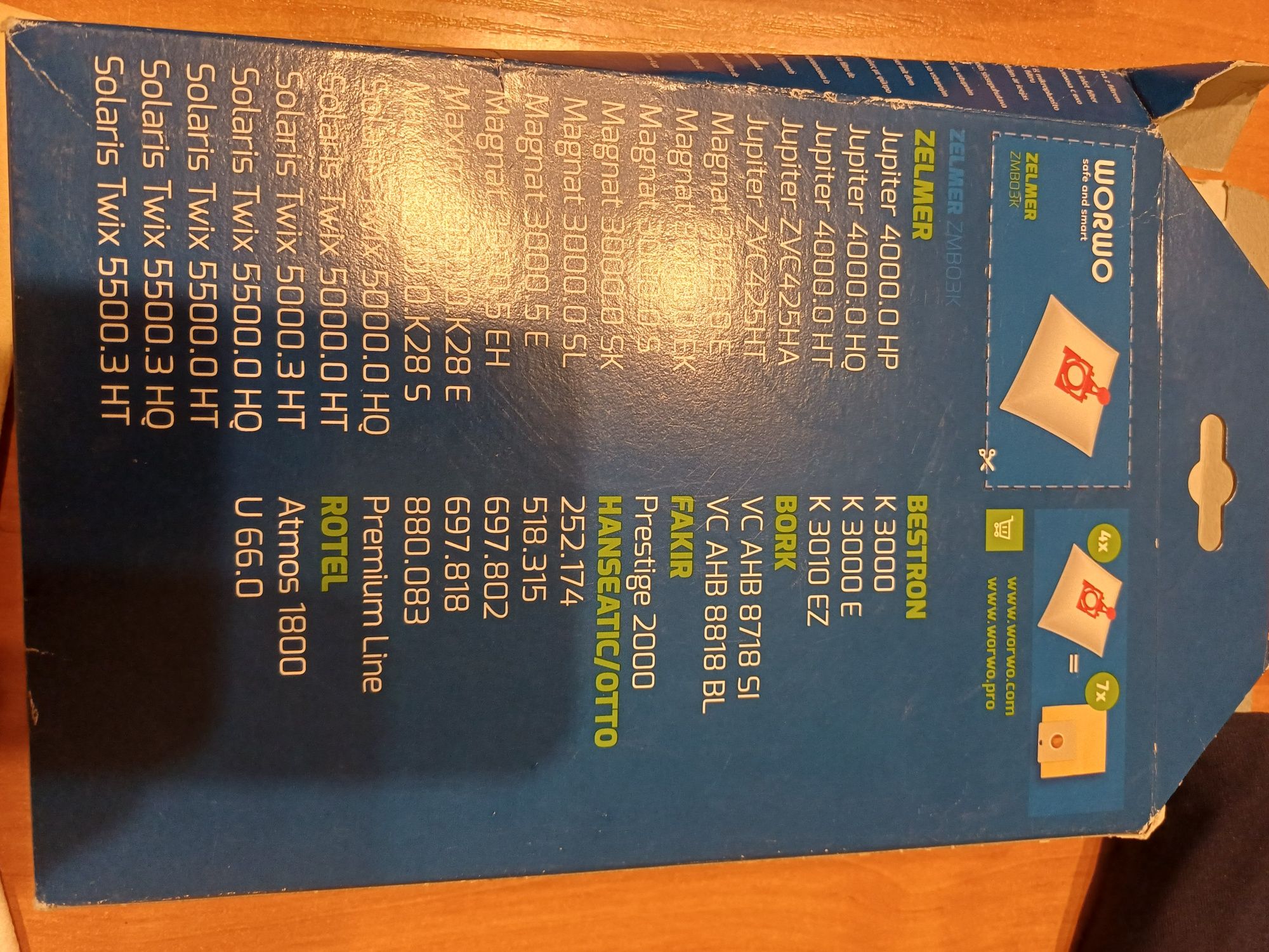 Worki do odkurzacza Zelmer 8 szt Jedne  ZMB02 a drugie ZMBO3K