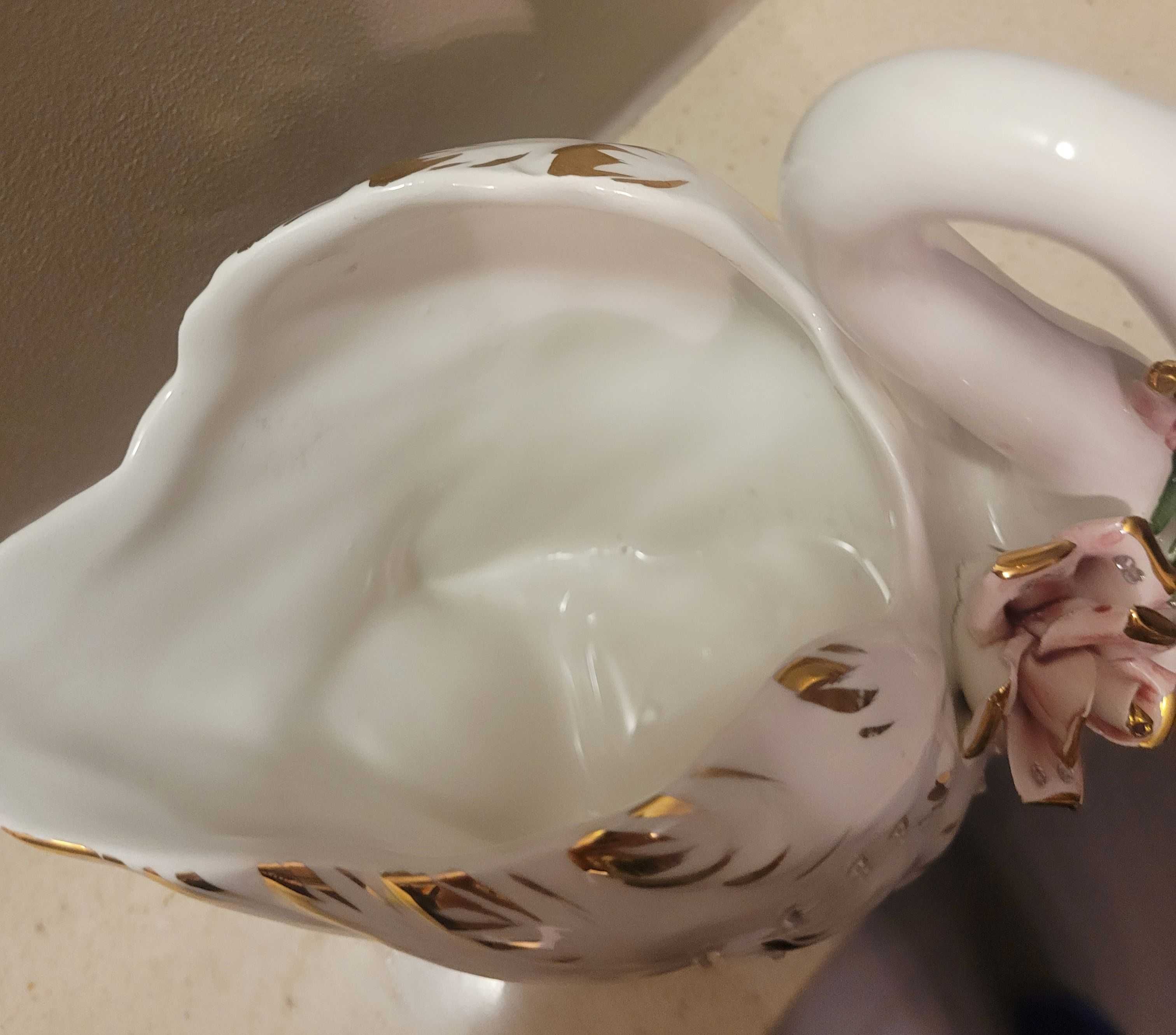 Porcelanowy Łabędź z Capodimonte Svarovski Sygnowany