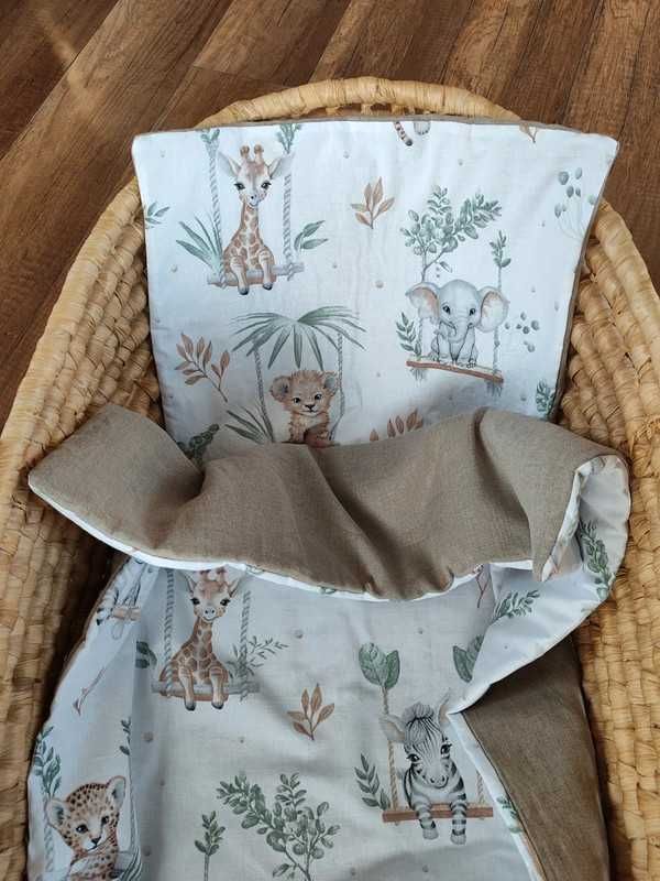 Komplet do wózka lub kołyski z Lnu i bawełny Handmade Safari