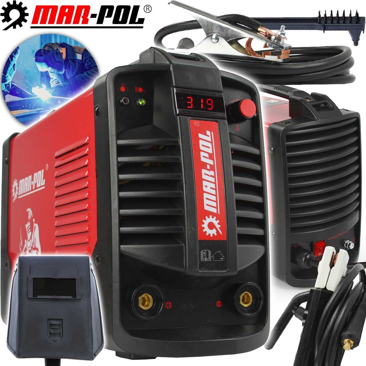 MAR-POL Spawarka Inwertorowa Igbt LCD 315a 230v Przewody Maska M89374
