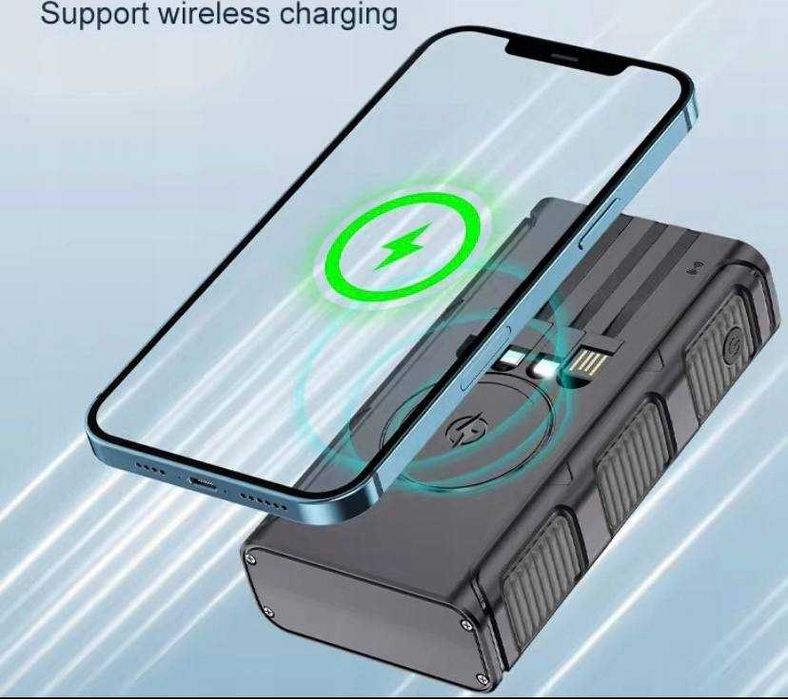 Ładowarka solarna 36000 mAh powerbank indukcja 8 portów LED