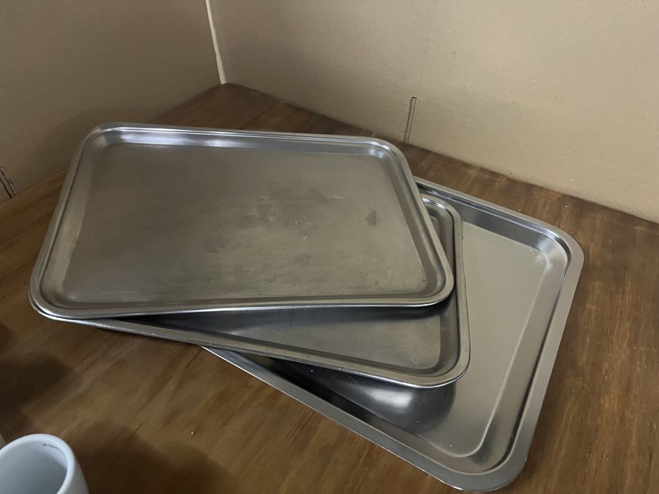 Travessas rectangulares em inox conjunto de 3 unidades