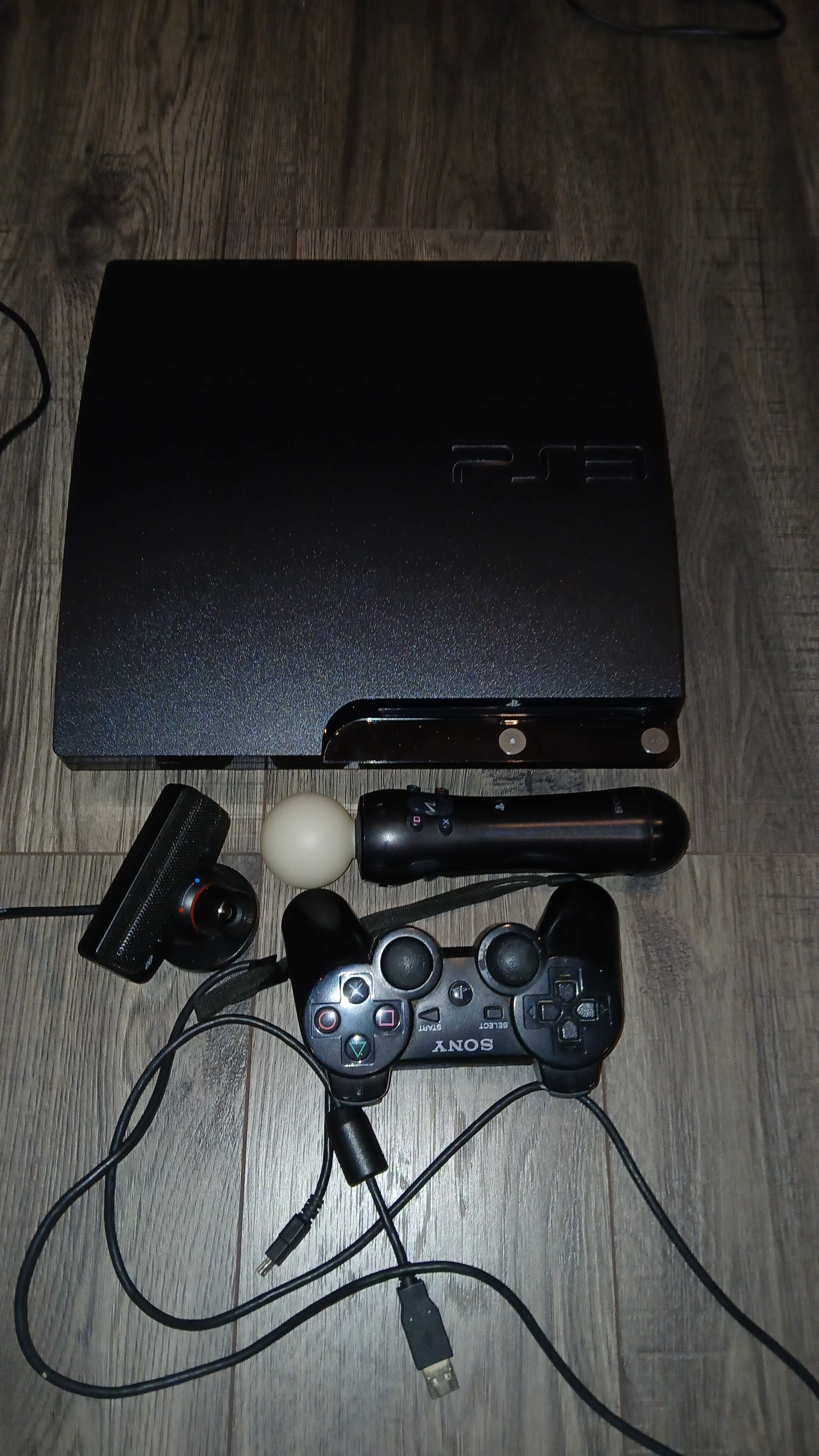 Konsola PS3 + PlayStation movie (kamerka + 1 kontroler ruchu) + GRY