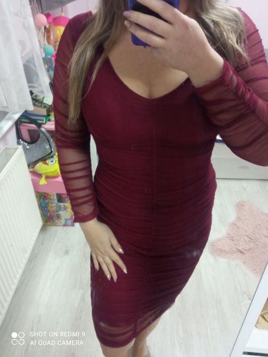 Sukienka siateczka bordo, burgund