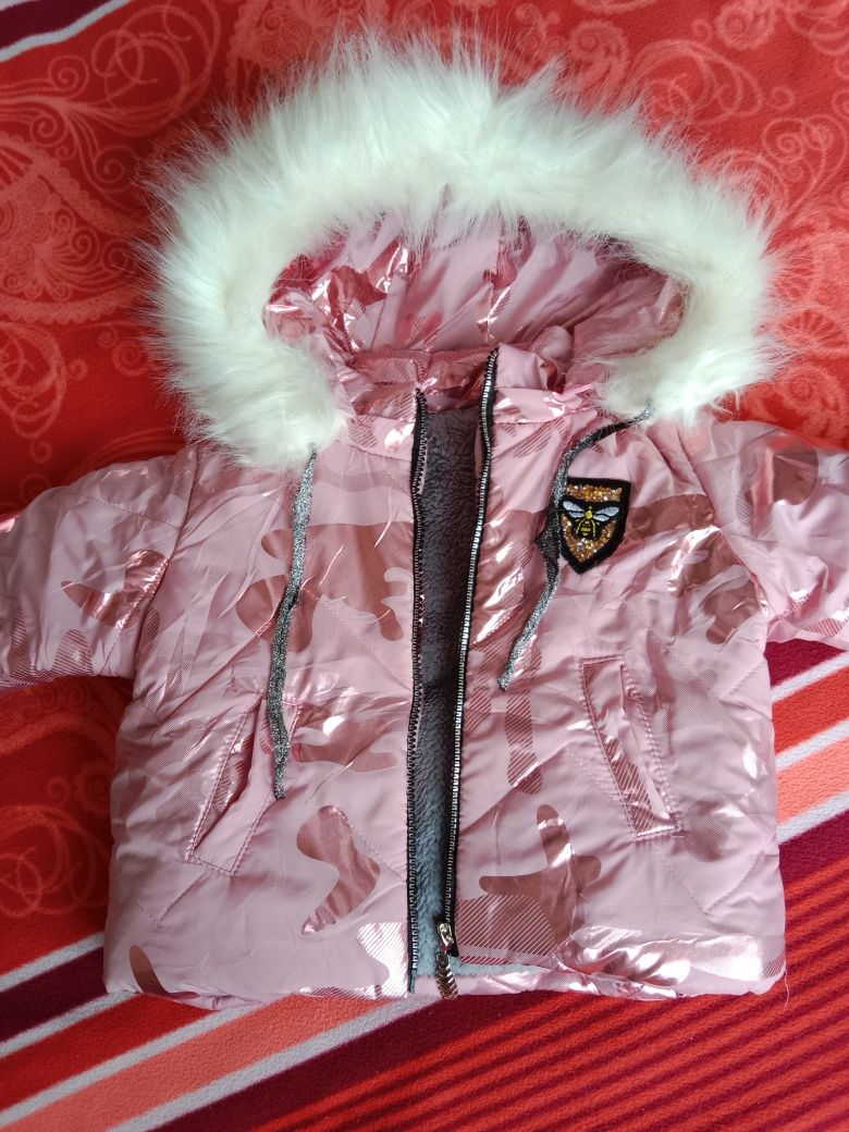 Зимняя розовая курточка 86