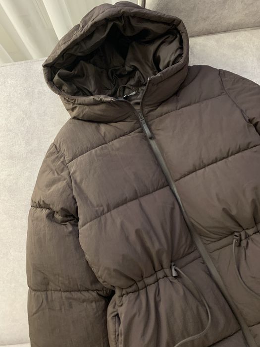 Шоколадний пуфер пуховик h&m S