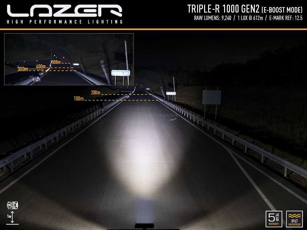 Lampa Lazer Triple-R 1000 z swiatlami ostrzegawczymi halogen listwowy