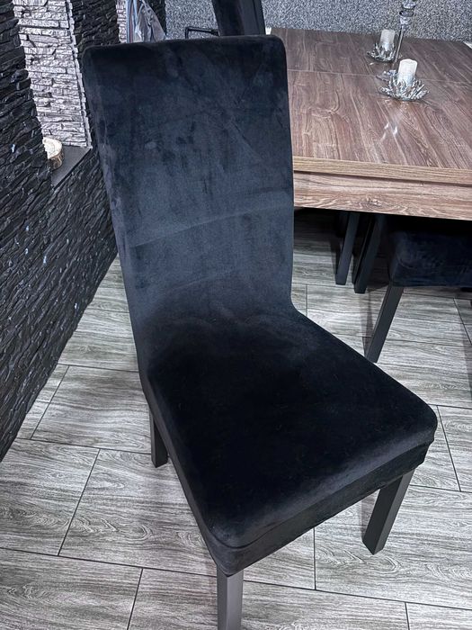 Komplet 6 krzeseł czarna ekoskóra (do obicia)