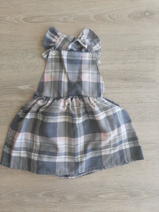 Vestido xadrez cinza/rosa 2-3anos